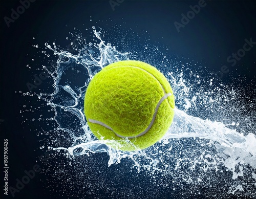 Impact Zone- A 3D Tennis Ball on the Brink of Collision, Suspended in Time and Detail