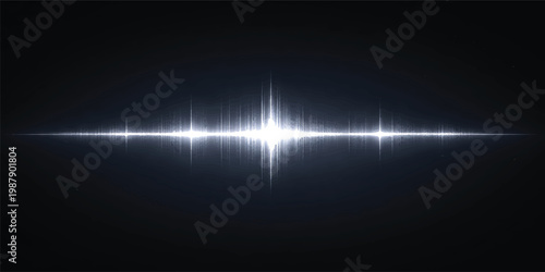 Abstract Digital Sound Wave Background with Grid, Audio Frequency Spectrum Signal, Futuristic Data Visualization, AI Technology Analytics, Blue Neon Tech Banner with Copy Space