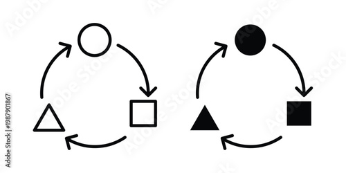 Adaptation icon editable designs collection. black and white icons