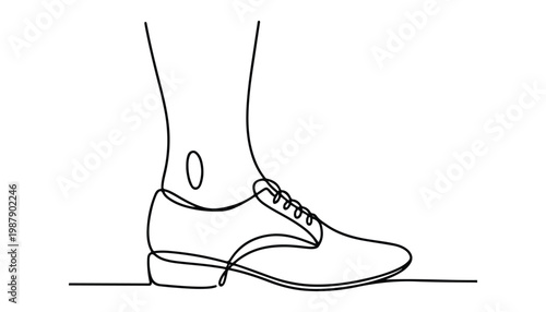 One continuous line illustration of an leather shoes , isolated on white background.