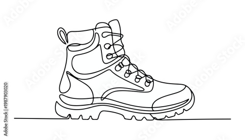 One continuous line illustration of an leather boots , isolated on white background.
