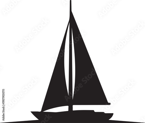 Sailboat silhouette, black sailboat icon, vector sailboat, nautical symbol
