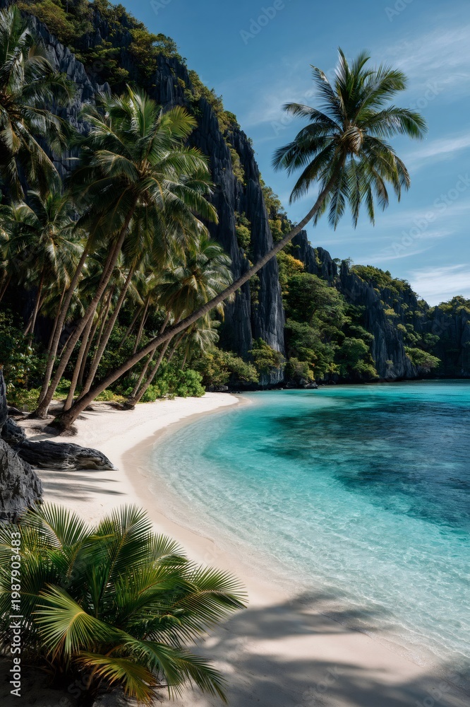 Fototapeta premium Palawan tropical beach with white sand and turquoise water