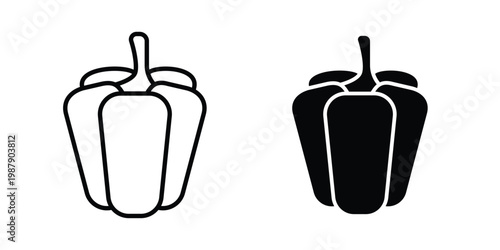 Bell pepper icon editable designs collection. black and white icons