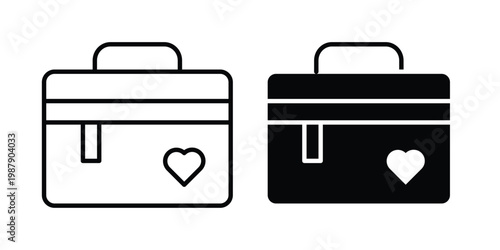 Big makeup box icon editable designs collection. black and white icons