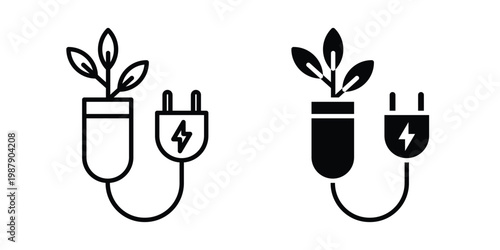 Biomass energy icon editable designs collection. black and white icons