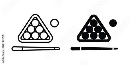 billiards icon editable designs collection. black and white icons