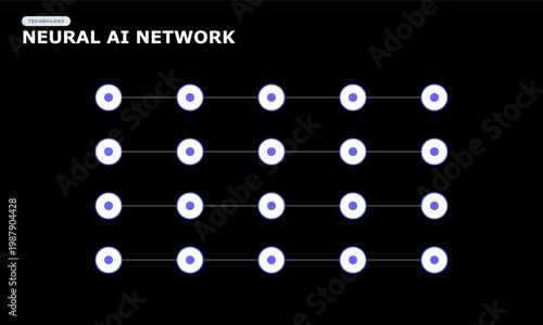 Artificial intelligence neural network architecture with node connections for machine learning concept