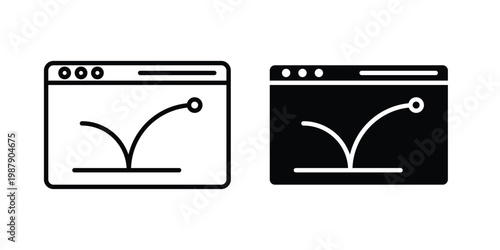 Bounce rate icon editable designs collection. black and white icons