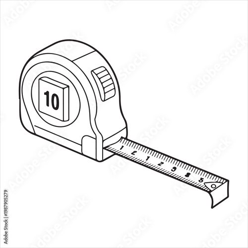 A tape measure with a ruler extended