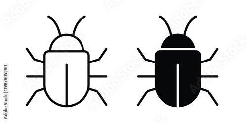 Bug icon editable designs collection. black and white icons