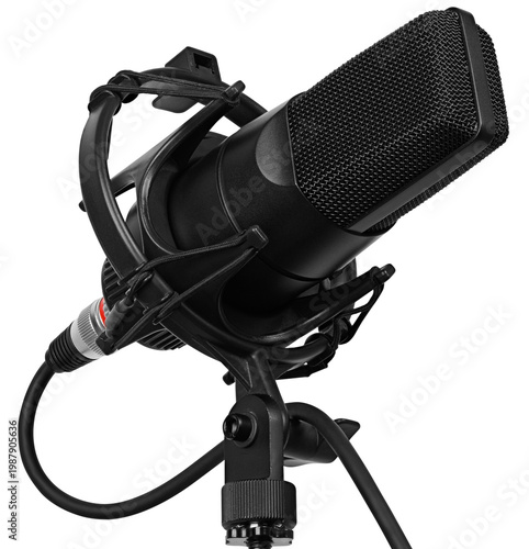 Black studio Microphone. Modern mic isolated