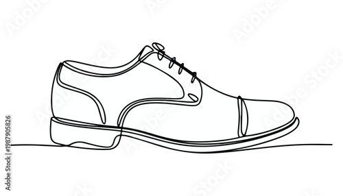 One continuous line illustration of an leather shoes , isolated on white background.