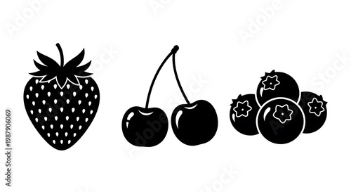 Black icons of fresh berries.