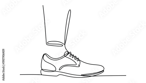 One continuous line illustration of an leather shoes , isolated on white background.