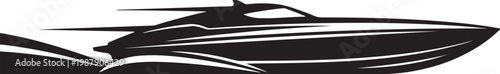 Speedboat, Boat, Vector, Black, Illustration, Graphics, Nautical, Transportation, Icon, Design Element