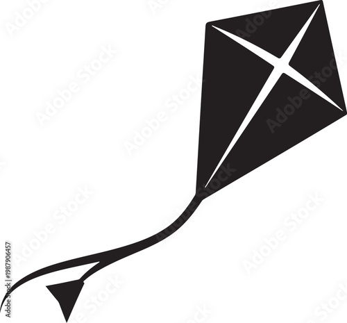 Black kite icon, vector kite symbol, flying kite graphic, recreational kite illustration