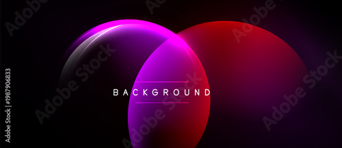 Abstract design features overlapping vibrant circles. Colors transition from purple, pink, red against black backdrop. Text reads background.