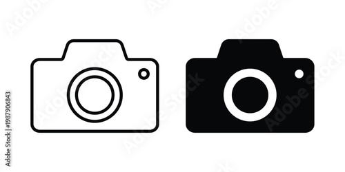 Camera icon editable designs collection. black and white icons