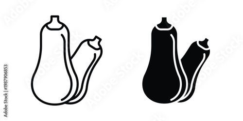 Butternut squash icon editable designs collection. black and white icons