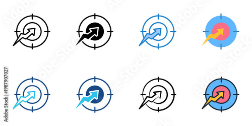 Purpose icons set multiple style collection. Editable stroke 
