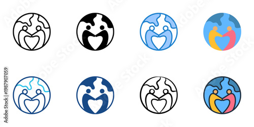 Social impact icons set multiple style collection. Editable stroke 
