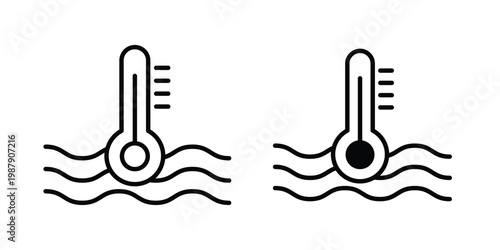 Car temperature icon editable designs collection. black and white icons