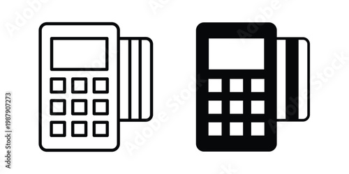 Card machine icon editable designs collection. black and white icons