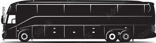 Black bus silhouette, double-decker coach icon, vehicle illustration, transportation symbol