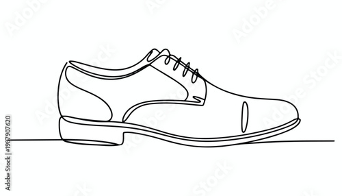 One continuous line illustration of an leather shoes , isolated on white background.