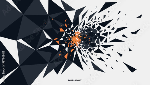 A geometric illustration of a burnout concept with a shattered polygonal design