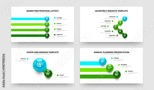 Investor Briefing 4 5 2 3 Option Graph Presentation Design Bundle. Minimalist Proposal Four Five Two Three Step Infographic Slideshow Template Vector Illustration Collection.