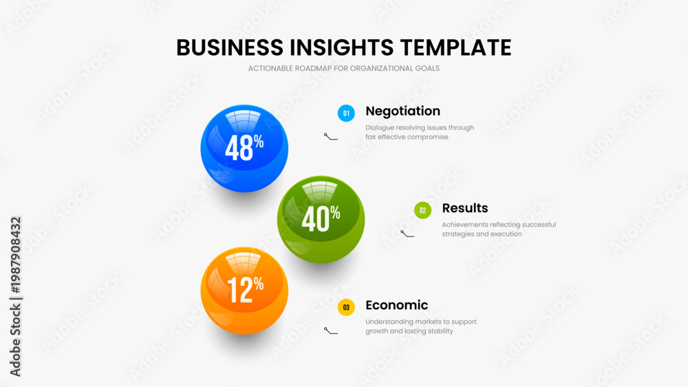 Fototapeta premium Digital Plan Slide Design Vector Illustration. Educational Growth Three Step Infographic Frame Layout. Project Solution 3 Element Graph Slideshow Template.