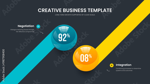 Product Strategy Presentation Design Vector Illustration. Simple Proposal Two Element Graph Slideshow Template. Visual Portfolio 2 Option Diagram Frame Layout.