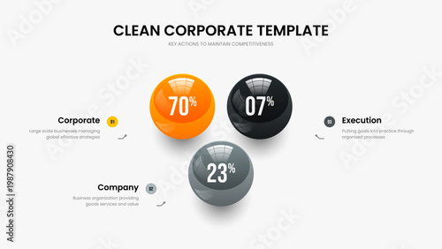Investor Plan Three Option Infographic Presentation Template. Corporate Portfolio Frame Layout Vector Illustration. Financial Launch 3 Step Graph Slideshow Design.