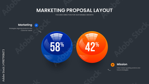 Project Plan Presentation Template Vector Illustration. Modern Report 2 Option Infographic Frame Design. Service Development Two Element Graph Slideshow Layout.