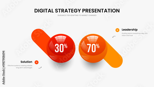 Medical Review Two Step Infographic Slide Layout. Consulting Portfolio 2 Element Diagram Presentation Design. Advertising Briefing Slideshow Template Vector Illustration.