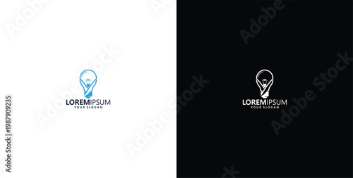 smart bulb technology logo design, bulb logo design initial V creative bulb logo ideas