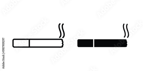 Cigarette icon editable designs collection. black and white icons