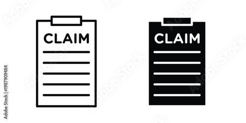 Claim icon editable designs collection. black and white icons