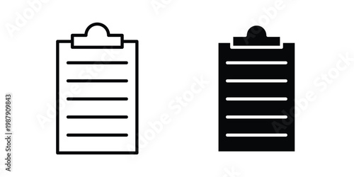 Clipboard icon editable designs collection. black and white icons