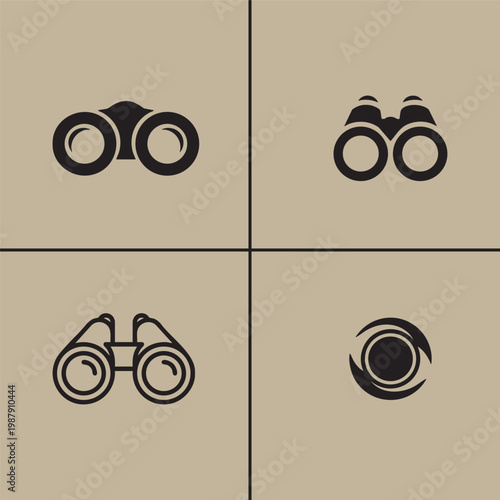 binocular and lens vector silhouette