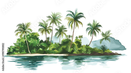 Bioko Island. Bioko Island hand drawn watercolor illustration on white background