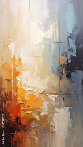 Abstract Art Painting with Orange Hues.