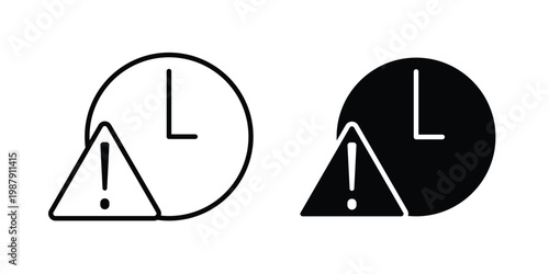 Delay icon editable designs collection. black and white icons