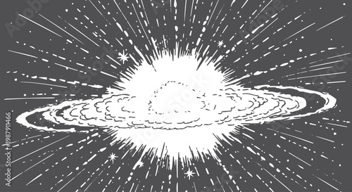 White nebula explosion on black background