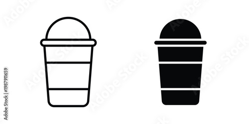 Disposable coffee cup icon editable designs collection. black and white icons