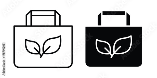 Eco bag icon editable designs collection. black and white icons