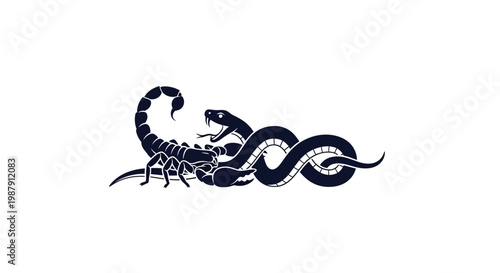 Scorpion and Snake Fight Silhouette