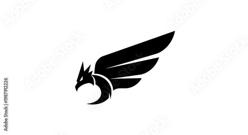Stylized Griffin Head and Wing Silhouette Logo Icon